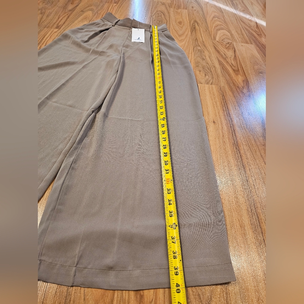 Tronjori Tan Flowy Wide-Leg Pants NWT - Picture 6 of 12